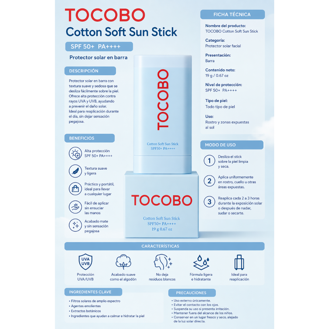 TOCOBO Cotton Soft Sun Stick SPF 50+ PA++++